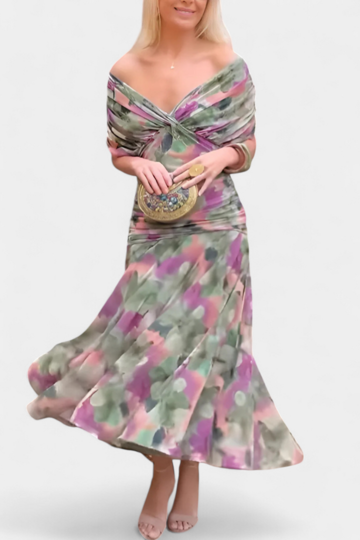 CLARISSA / OFF-SHOULDER MIDI DRESS