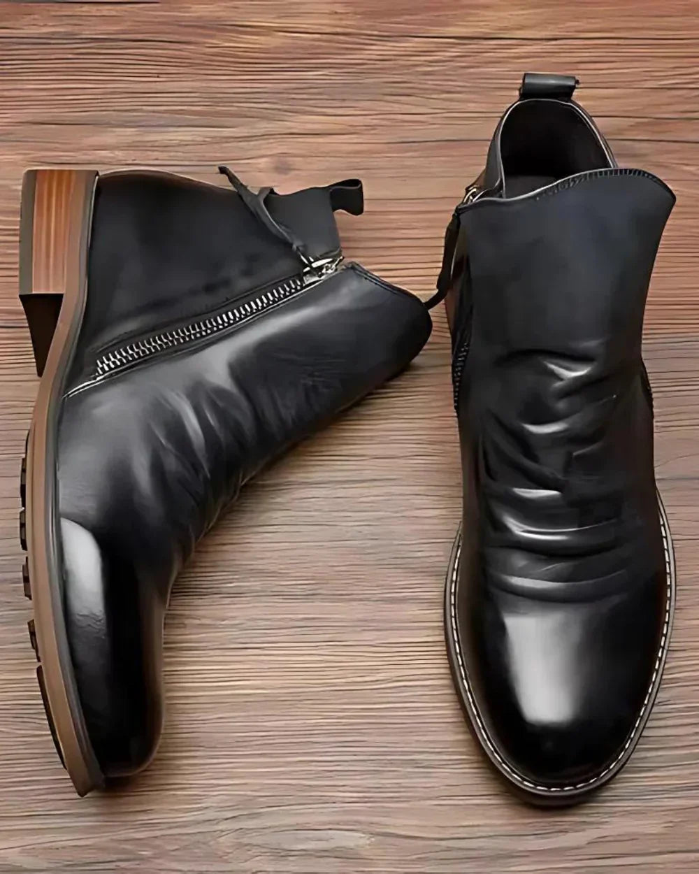 RICK / LEATHER SIDE-ZIP ANKLE BOOTS