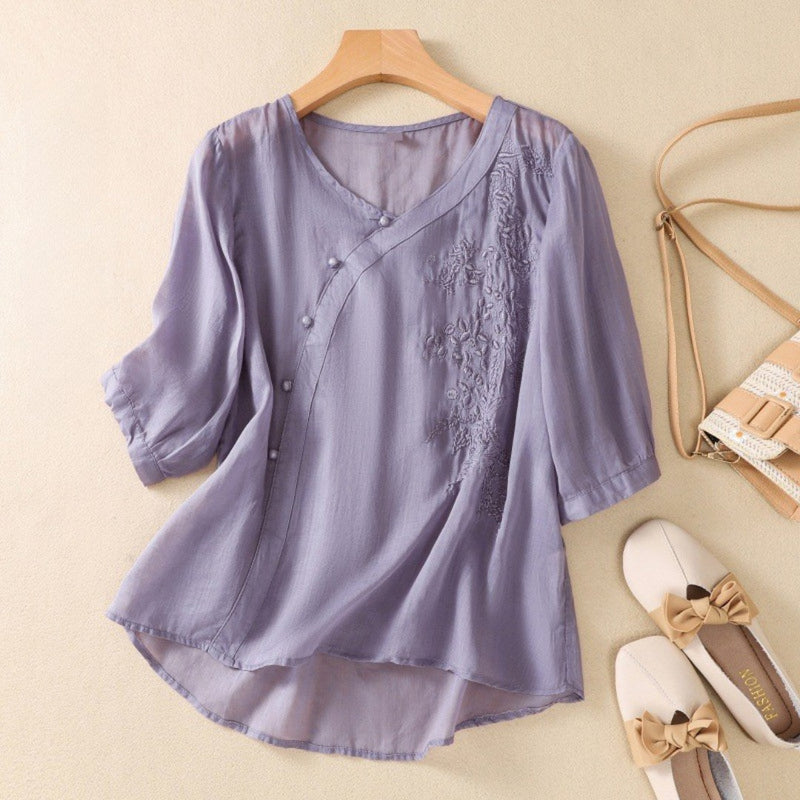 LORIELLE / ASSYMETRICAL BUTTON TUNIC