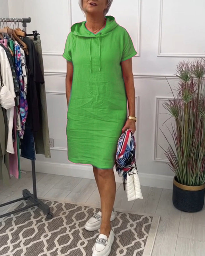 TESSA / CASUAL HOODED SHORTSLEEVE MIDI DRESS