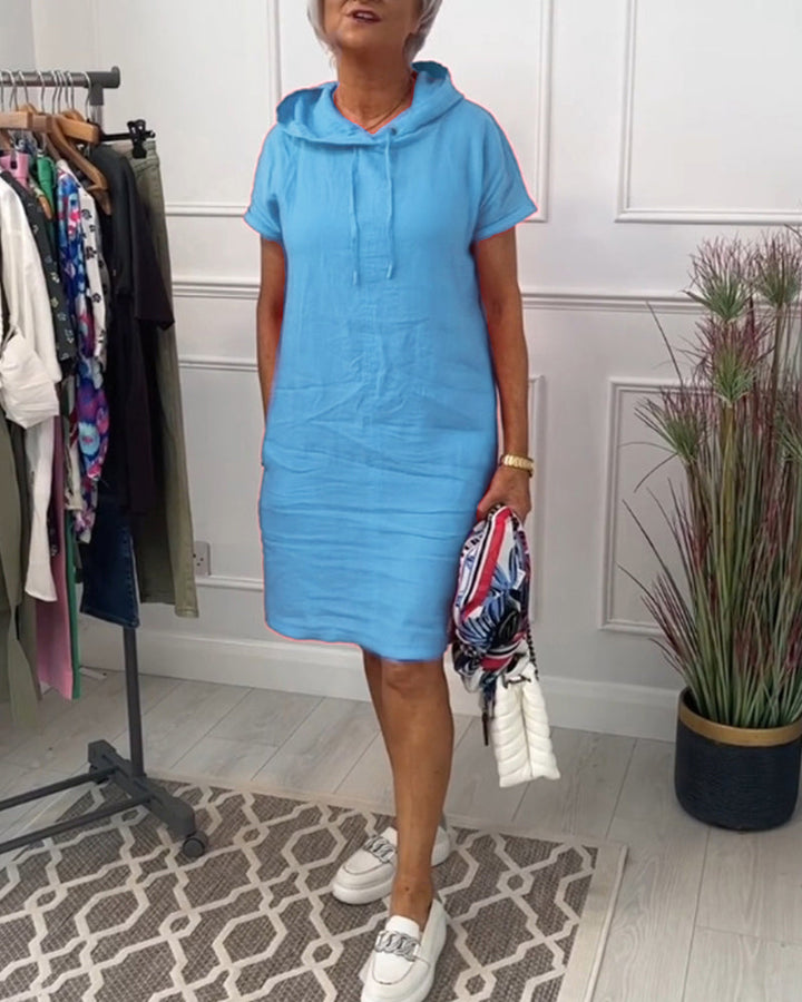 TESSA / CASUAL HOODED SHORTSLEEVE MIDI DRESS