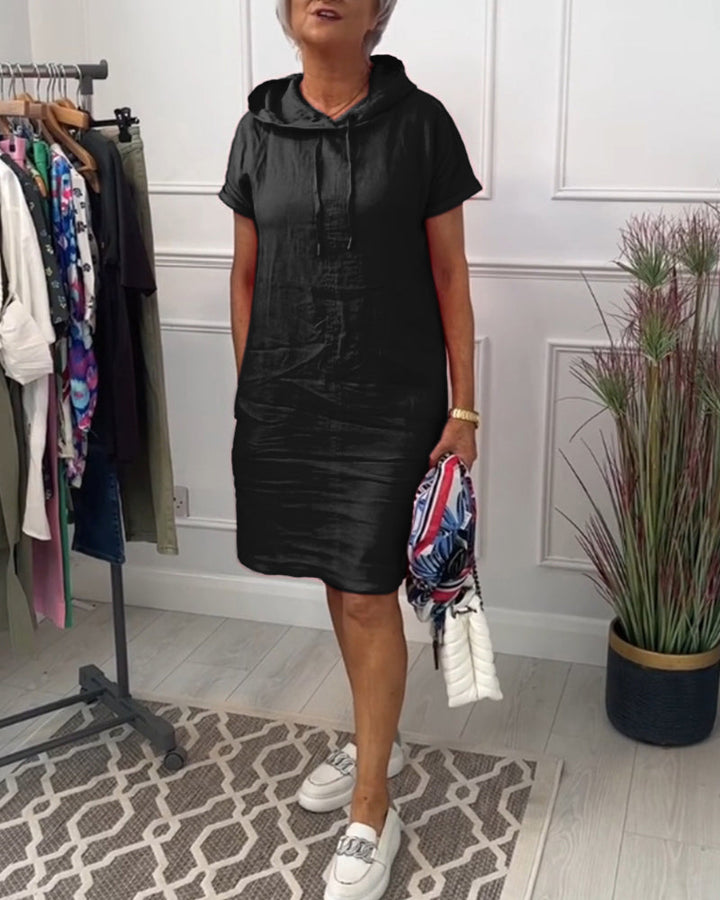 TESSA / CASUAL HOODED SHORTSLEEVE MIDI DRESS