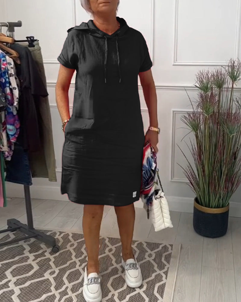TESSA / CASUAL HOODED SHORTSLEEVE MIDI DRESS