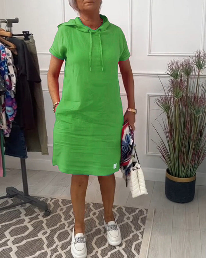 TESSA / CASUAL HOODED SHORTSLEEVE MIDI DRESS