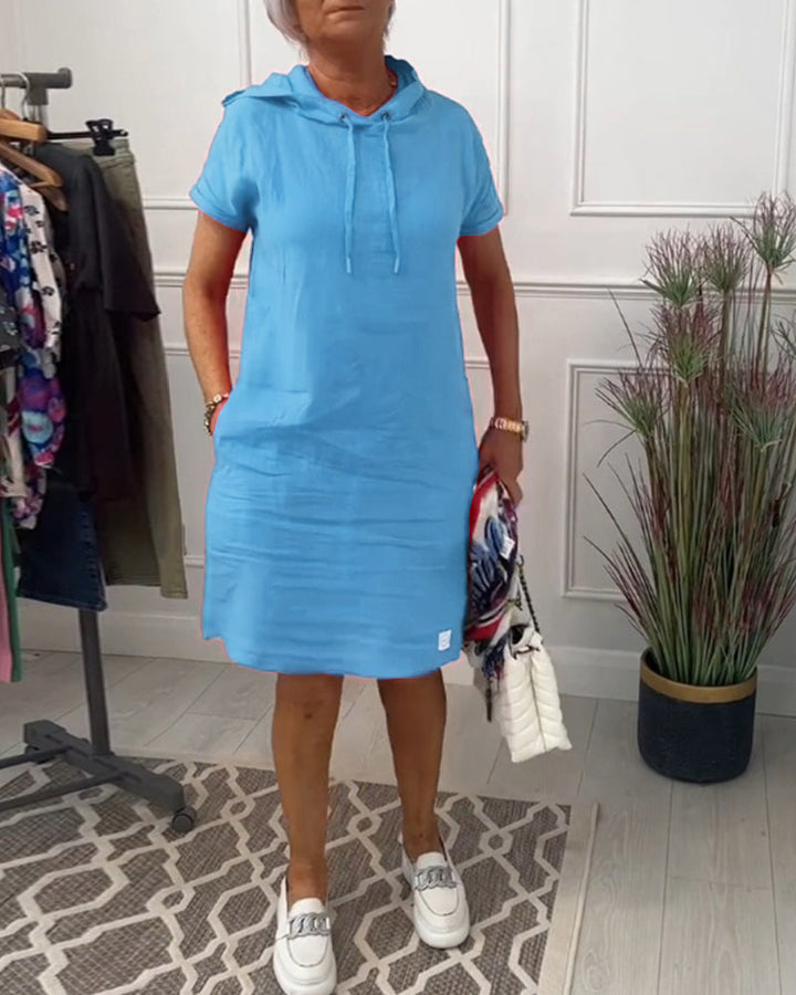 TESSA / CASUAL HOODED SHORTSLEEVE MIDI DRESS