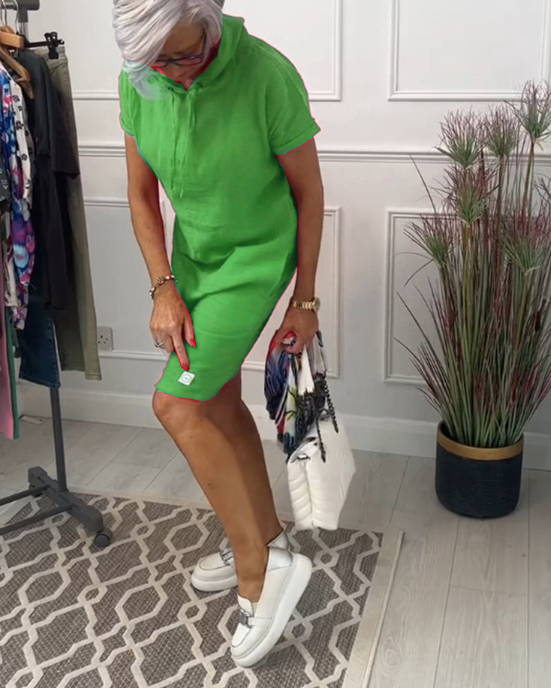 TESSA / CASUAL HOODED SHORTSLEEVE MIDI DRESS