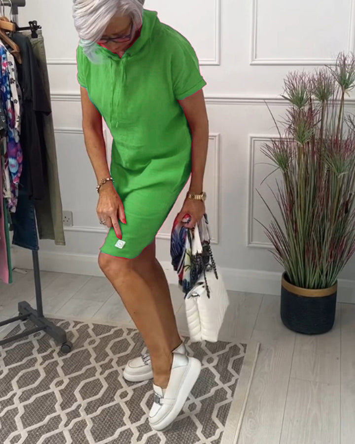 TESSA / CASUAL HOODED SHORTSLEEVE MIDI DRESS