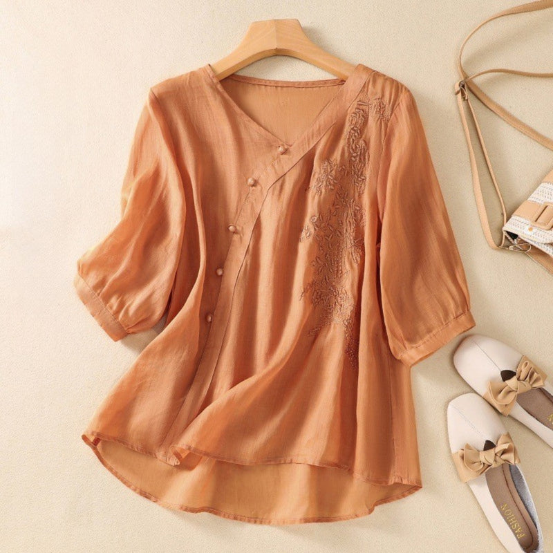 LORIELLE / ASSYMETRICAL BUTTON TUNIC