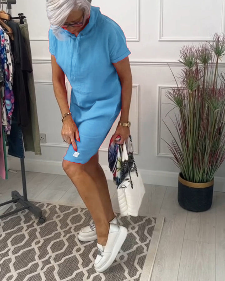 TESSA / CASUAL HOODED SHORTSLEEVE MIDI DRESS