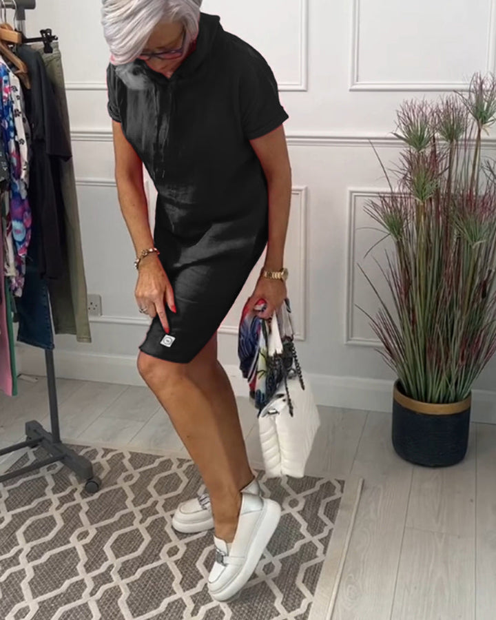 TESSA / CASUAL HOODED SHORTSLEEVE MIDI DRESS