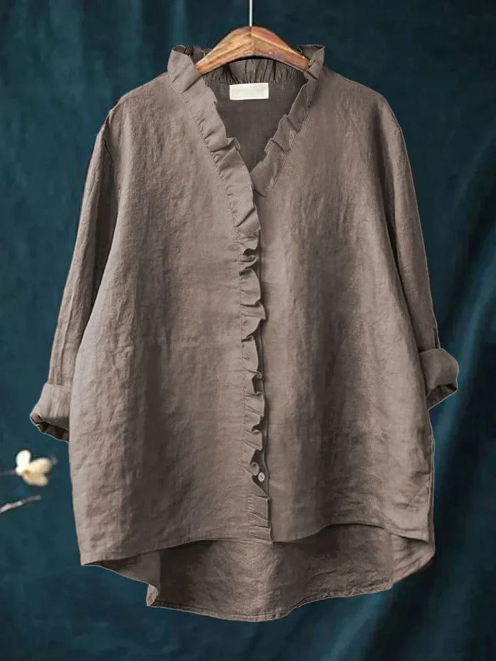 FLORENCE / RUFFLED COTTON-LINEN TOP