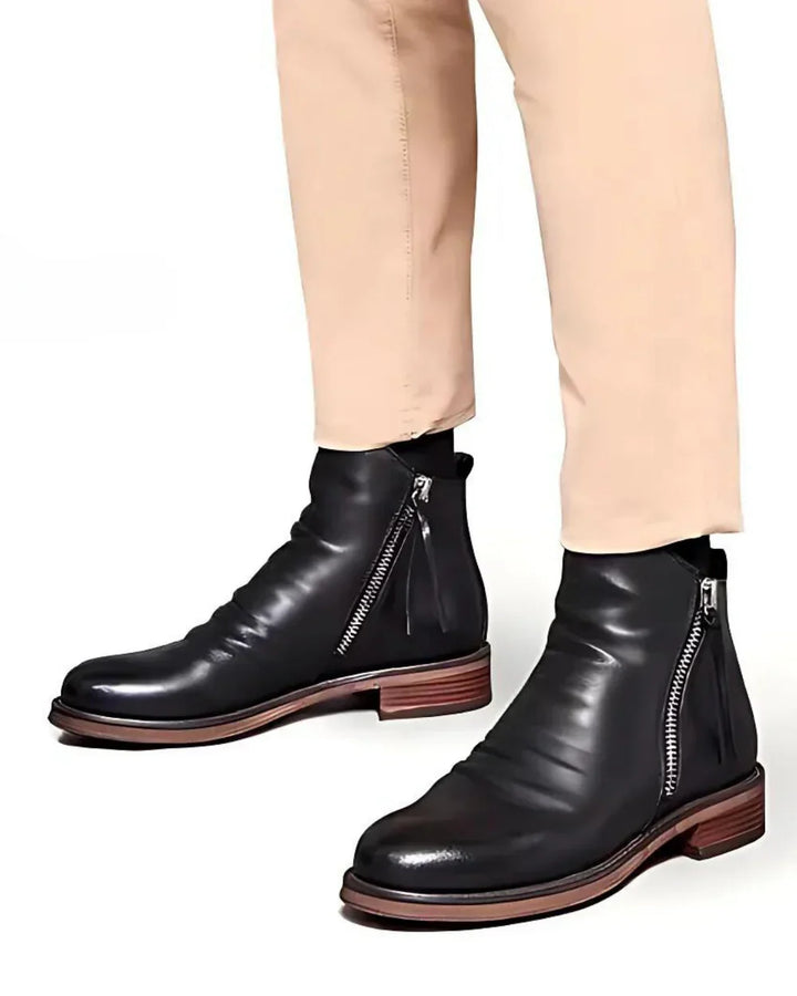 RICK / LEATHER SIDE-ZIP ANKLE BOOTS