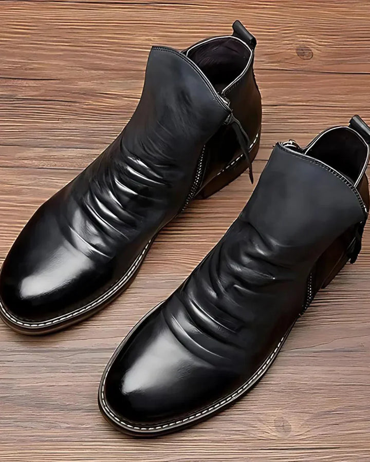 RICK / LEATHER SIDE-ZIP ANKLE BOOTS