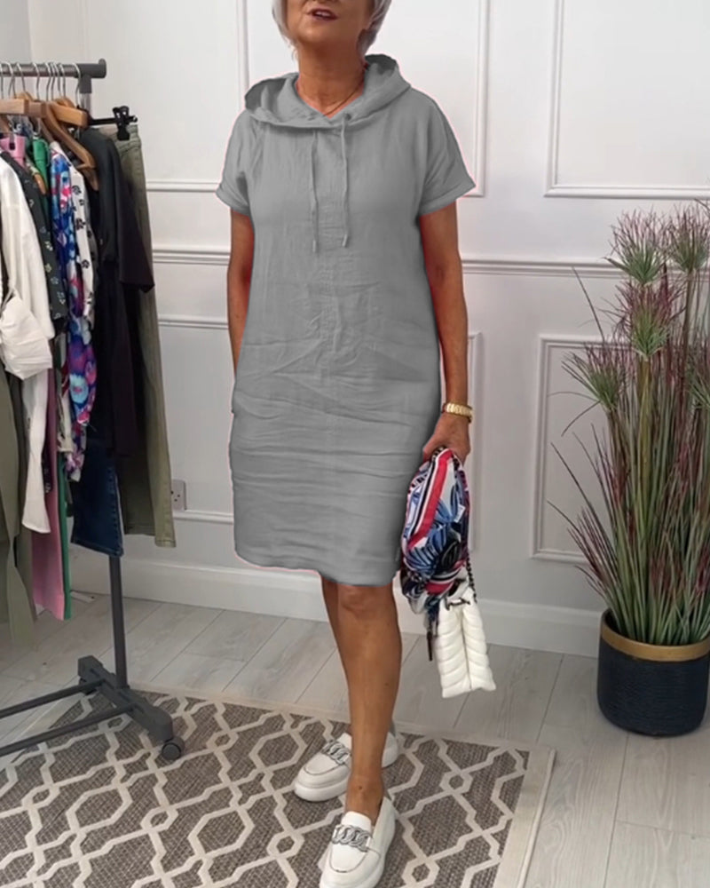 TESSA / CASUAL HOODED SHORTSLEEVE MIDI DRESS