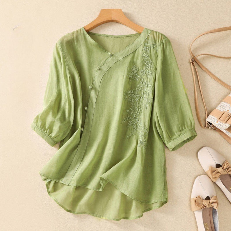 LORIELLE / ASSYMETRICAL BUTTON TUNIC
