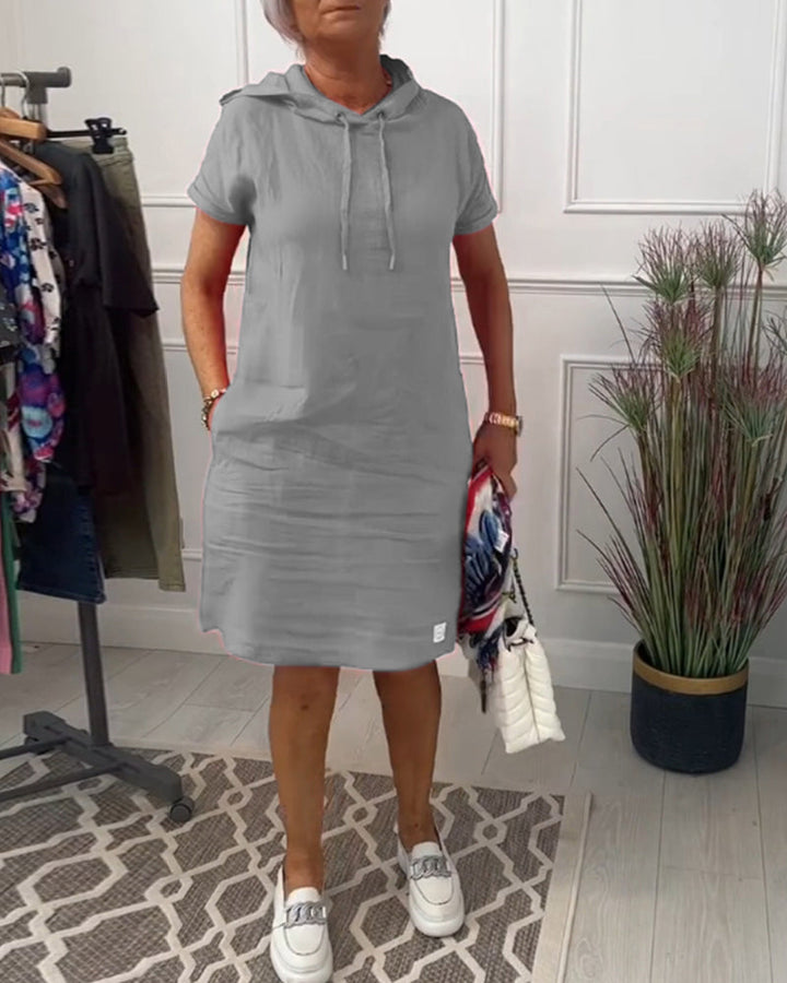 TESSA / CASUAL HOODED SHORTSLEEVE MIDI DRESS