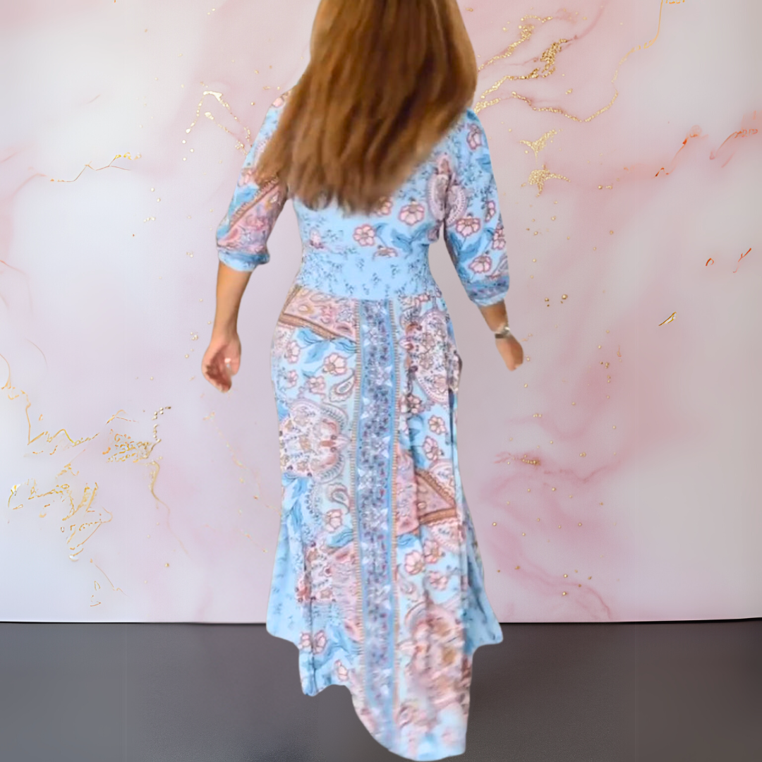 DENISE / STYLISH V-NECK SUMMER FROCK