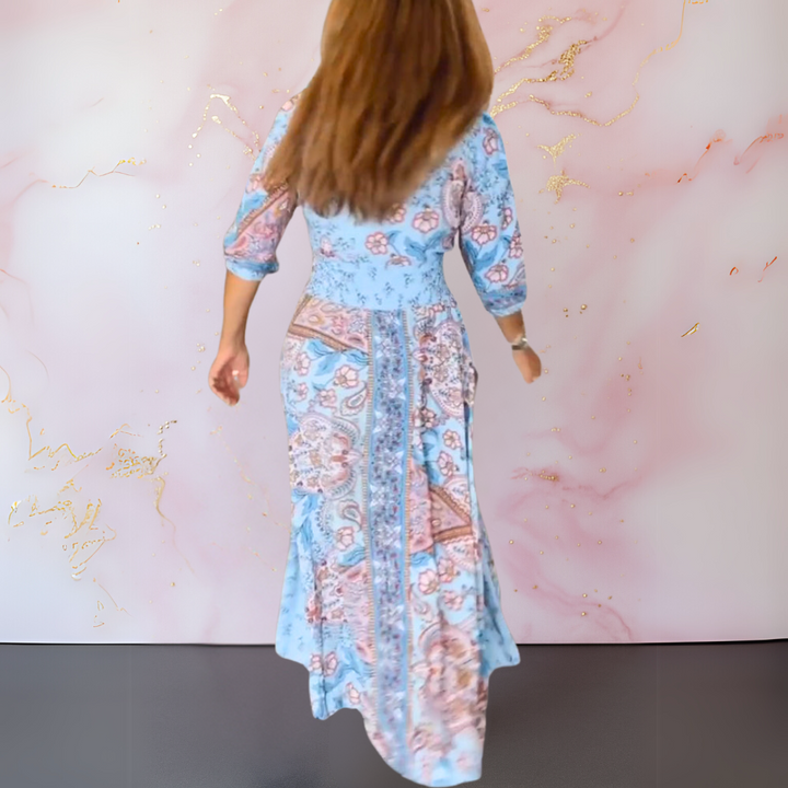 DENISE / STYLISH V-NECK SUMMER FROCK