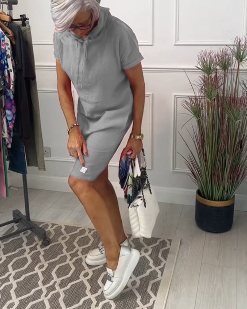 TESSA / CASUAL HOODED SHORTSLEEVE MIDI DRESS