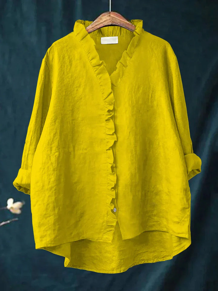 FLORENCE / RUFFLED COTTON-LINEN TOP