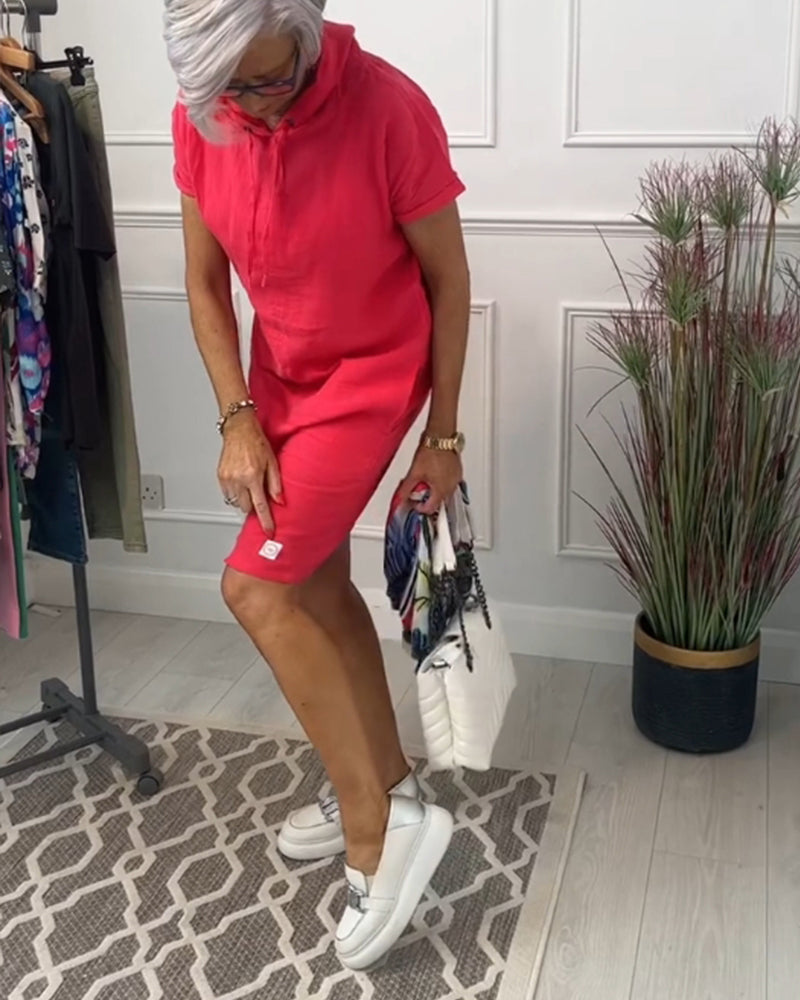 TESSA / CASUAL HOODED SHORTSLEEVE MIDI DRESS
