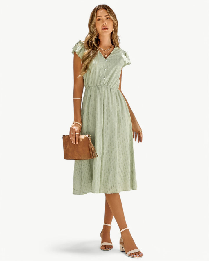 MILA / MIDI DRESS WITH FRILL SLEEVES