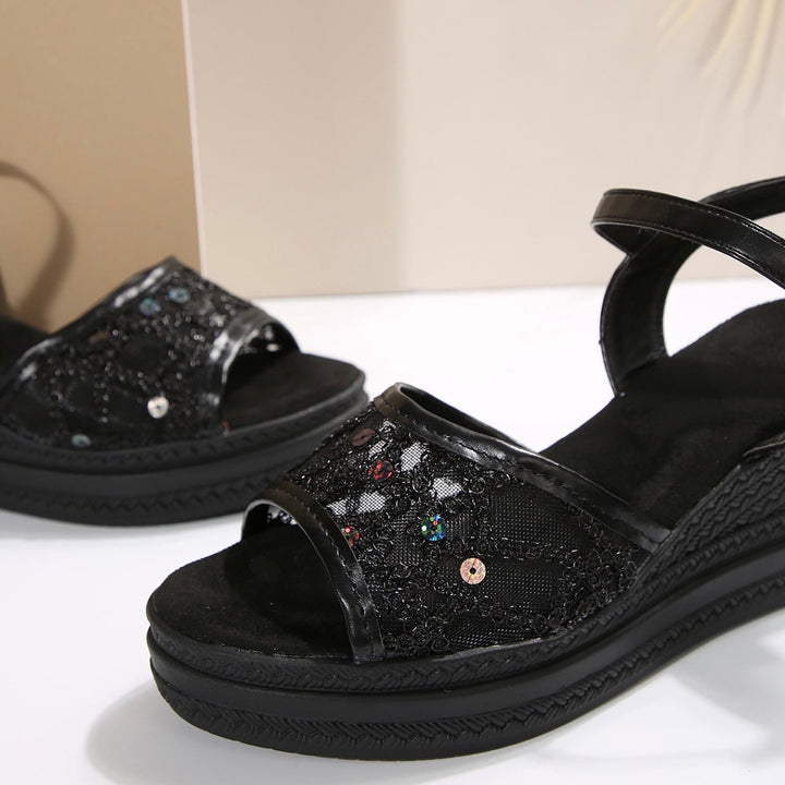 SYBIL / EVENING WEDGE SANDALS