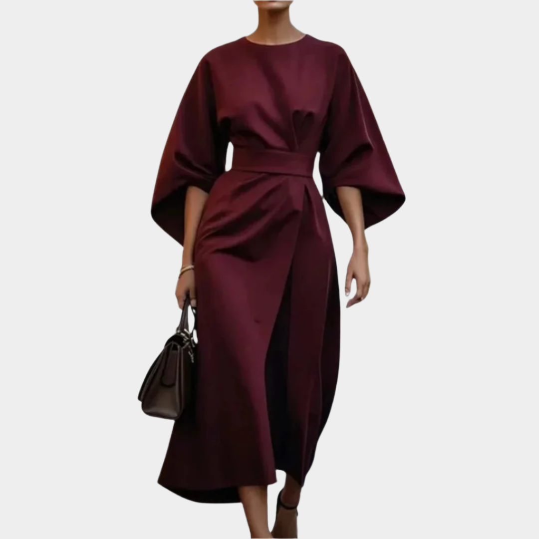 VERONICA / CHIC BELTED MIDI DRESS