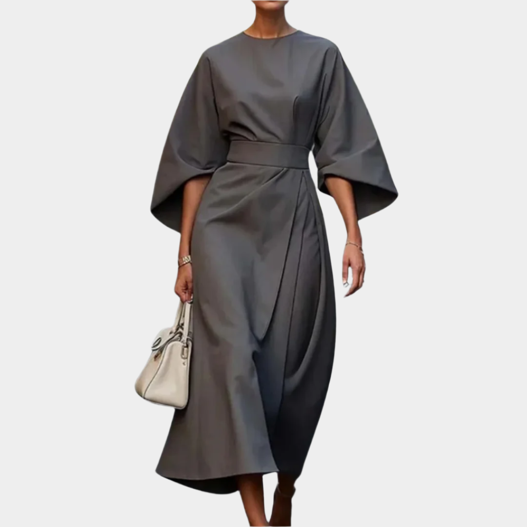 VERONICA / CHIC BELTED MIDI DRESS