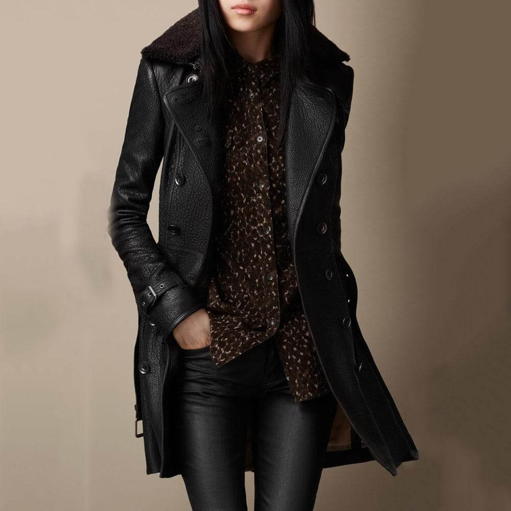 JILL / LEATHER TRENCH COAT