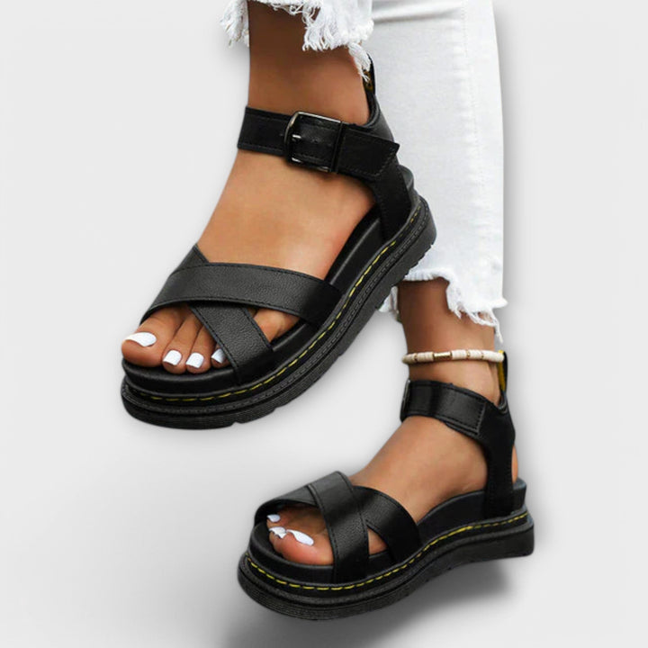 AGATHA / STRAPPY FLATFORM SANDALS