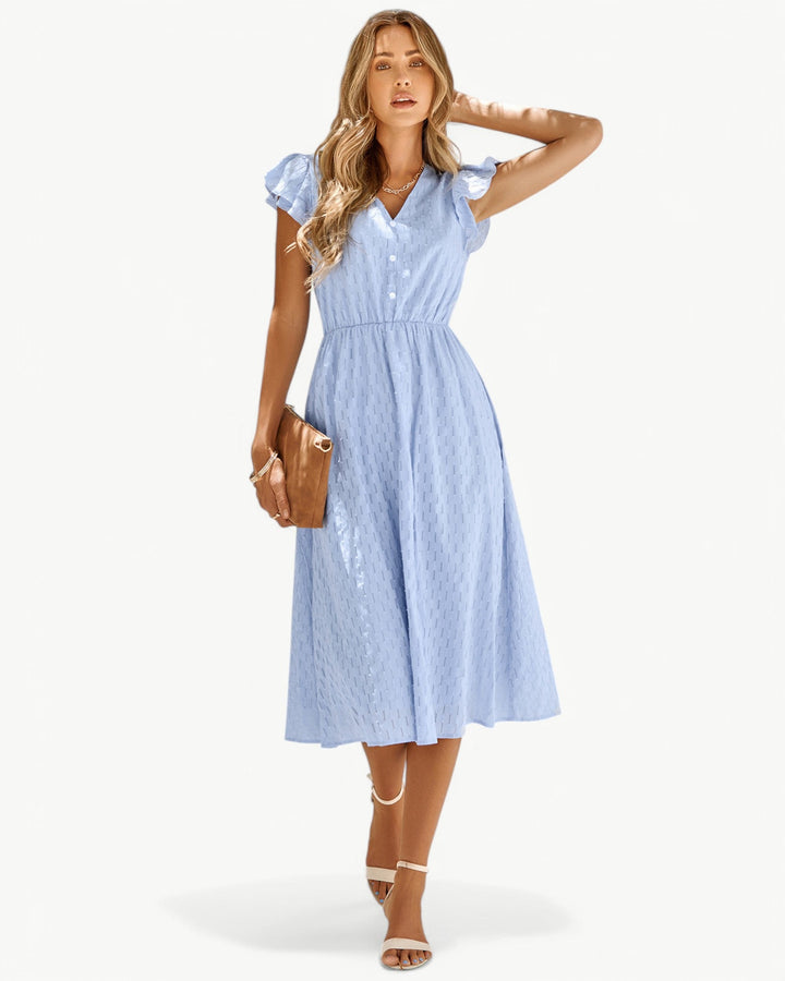 MILA / MIDI DRESS WITH FRILL SLEEVES
