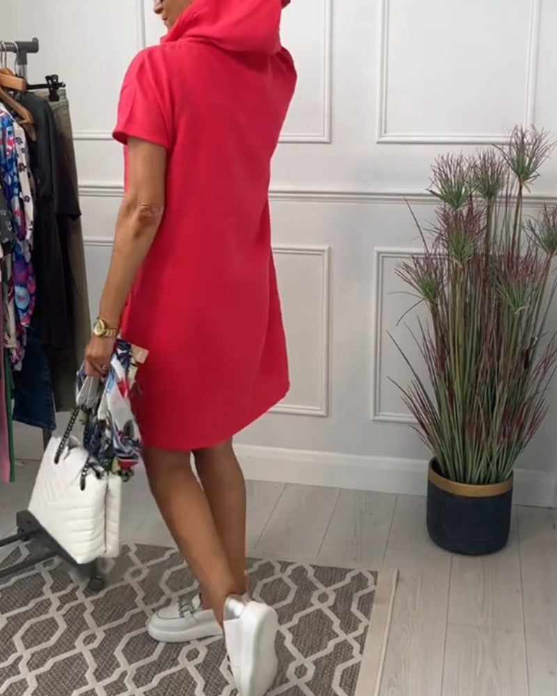TESSA / CASUAL HOODED SHORTSLEEVE MIDI DRESS