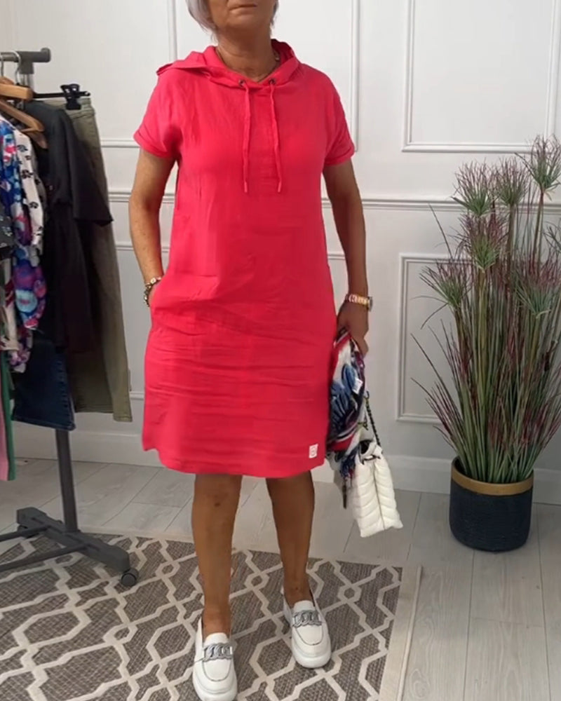 TESSA / CASUAL HOODED SHORTSLEEVE MIDI DRESS