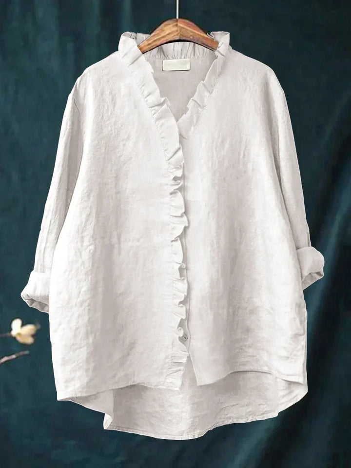 FLORENCE / RUFFLED COTTON-LINEN TOP