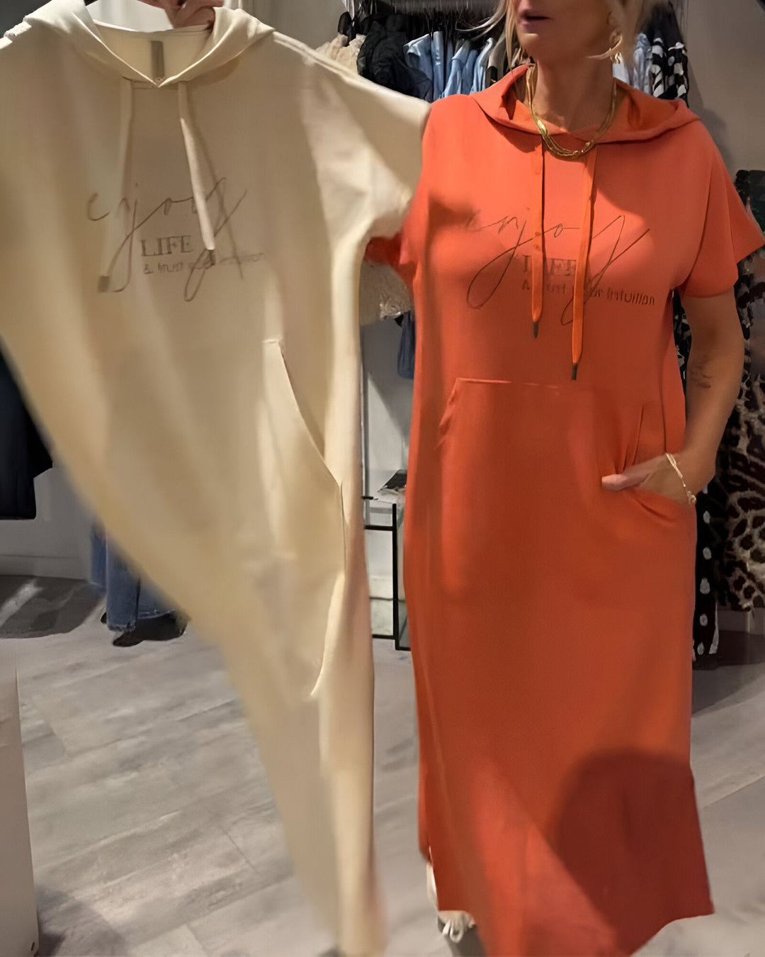 BLESSY / CASUAL HOODED DRESS