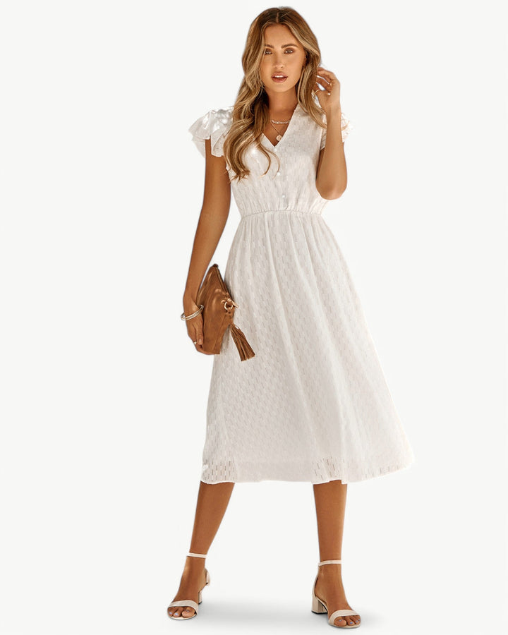 MILA / MIDI DRESS WITH FRILL SLEEVES