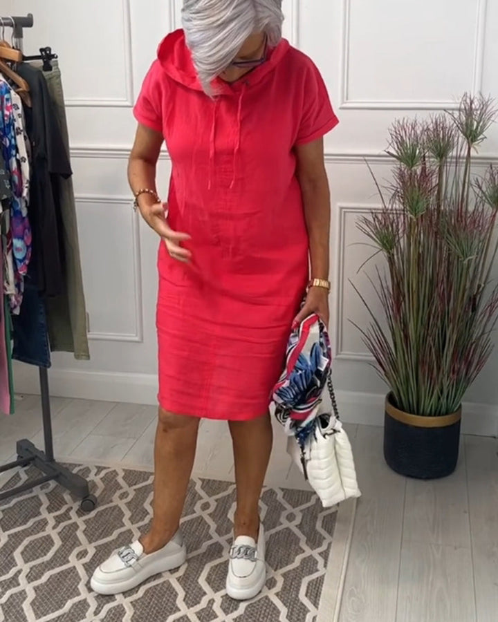 TESSA / CASUAL HOODED SHORTSLEEVE MIDI DRESS