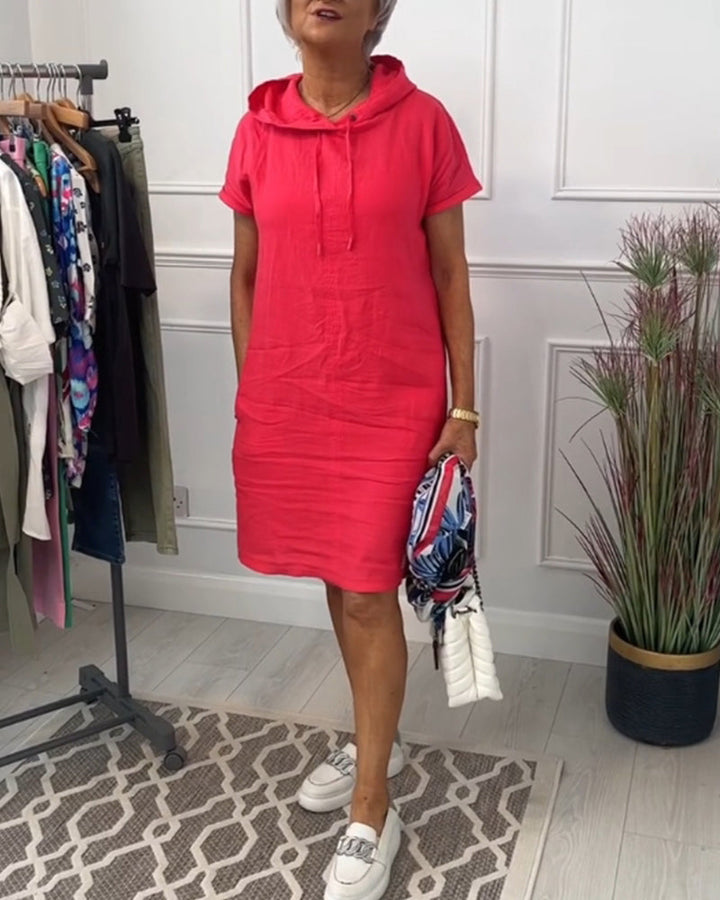 TESSA / CASUAL HOODED SHORTSLEEVE MIDI DRESS