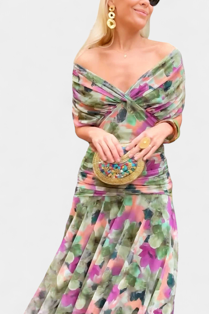 CLARISSA / OFF-SHOULDER MIDI DRESS