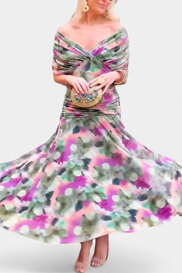 CLARISSA / OFF-SHOULDER MIDI DRESS