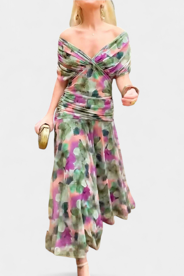 CLARISSA / OFF-SHOULDER MIDI DRESS