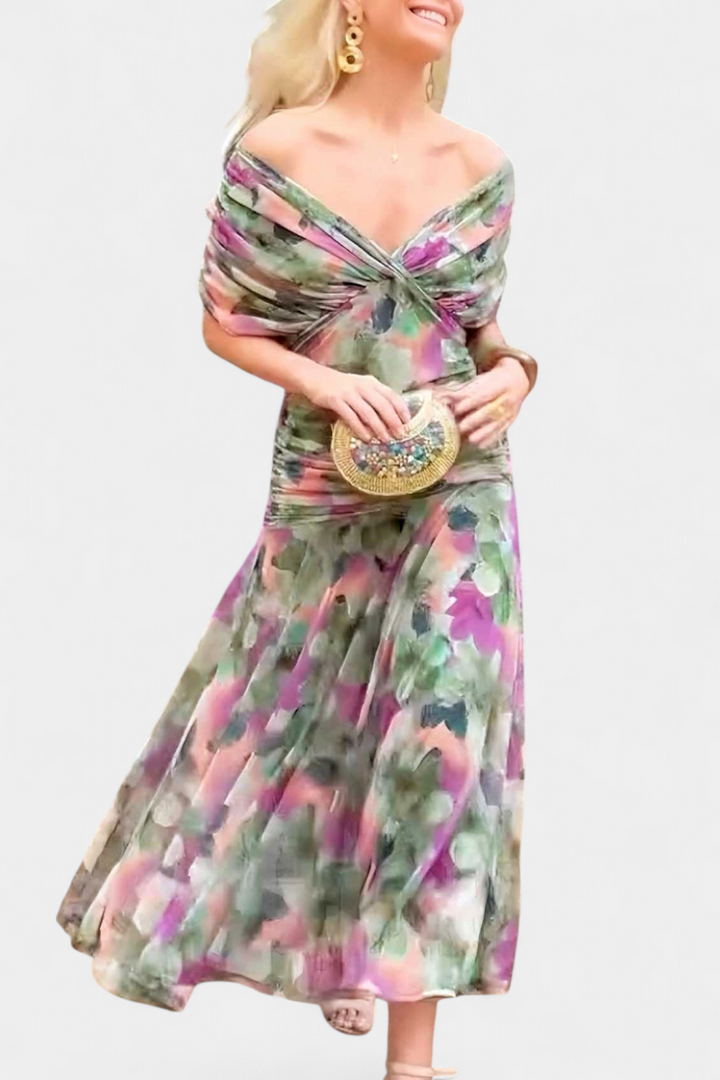 CLARISSA / OFF-SHOULDER MIDI DRESS