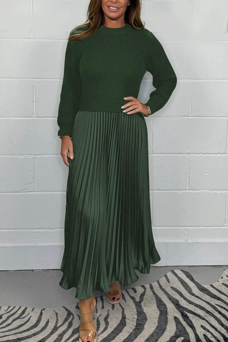 EMILY / LONG PULLOVER WITH PLEATED SKIRT