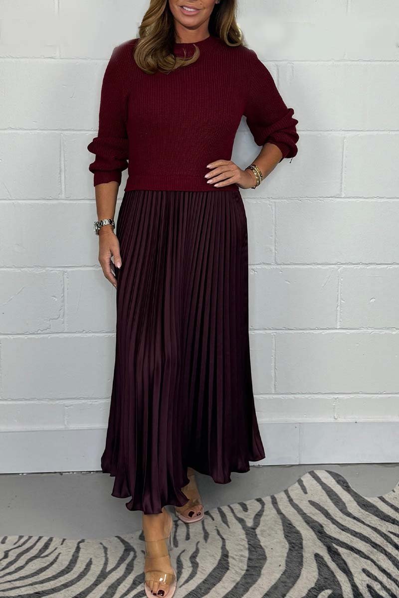 EMILY / LONG PULLOVER WITH PLEATED SKIRT