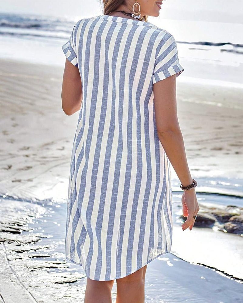 THEIA / STRIPED LOOSE DRESS
