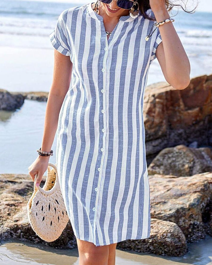 THEIA / STRIPED LOOSE DRESS