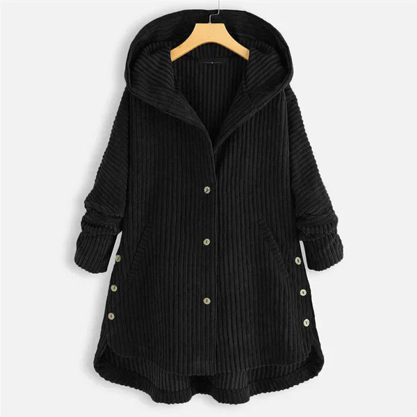 ISLA / STYLISH HOODED CORD COAT