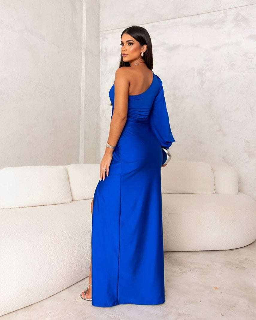 ERIN / ASYMMETRIC SATIN EVENING GOWN
